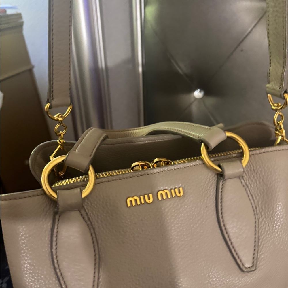 Miu Miu Gray Leather Shoulder Bag - Picture 11 of 12